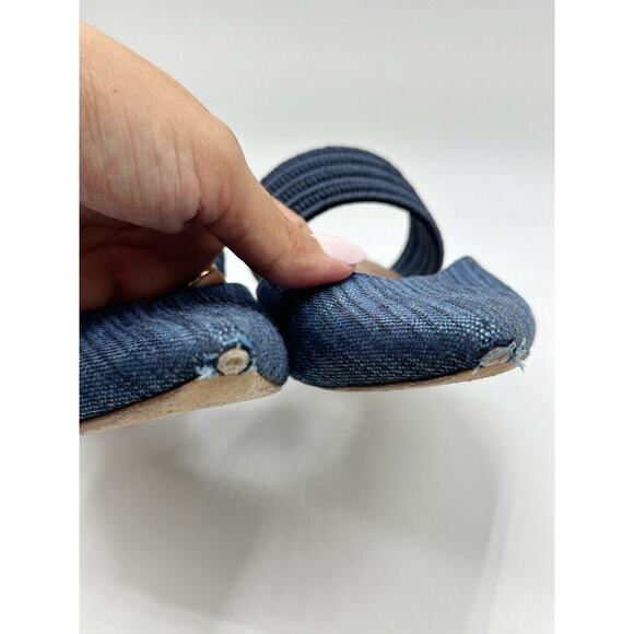 Malone Souliers Navy Blue Canvas Maisie Luwolt Pointed Toe Flat Mules 36 US 6 - Picture 6 of 10